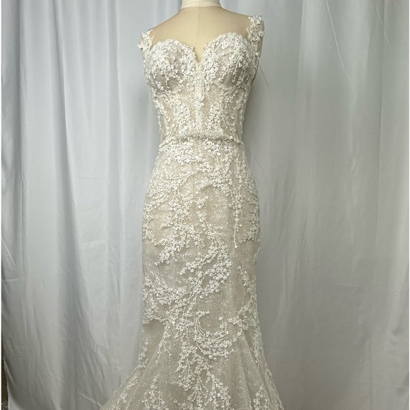 New Netta Benshabu "Mila" Bridal Wedding Dress Sz 38 - Picture 1 of 14